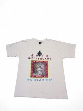 Vintage 1997 single stitch John Mellencamp theatre tour tee cream XL made USA